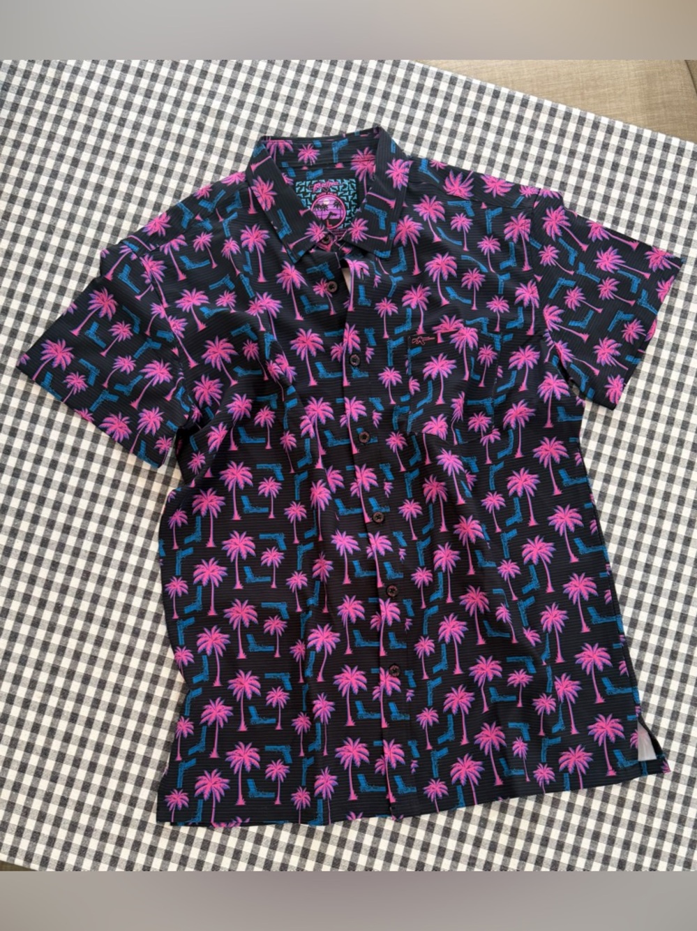 Men's Retro Rifle Rising Palm button down short sleeve shirt size L